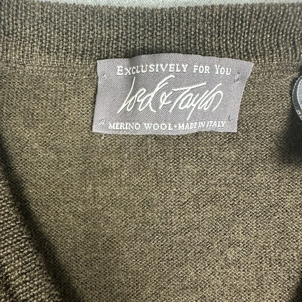 Vintage Lord Taylor Merino Wool Sweater Vest Mens XL Brown Made in Italy Hipster